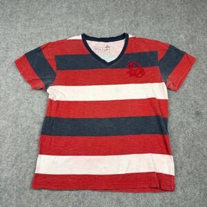 Y2K Ditch Plains T Shirt Mens‎ Medium Red White Blue Striped V-Neck Grunge Skate